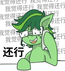 Size: 640x699 | Tagged: safe, artist:shadowshark233, oc, oc only, oc:shark, earth pony, pony, bust, chinese, earth pony oc, glasses, male, simple background, solo, stallion, sweat, sweatdrop, translation request, white background