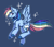 Size: 598x511 | Tagged: safe, artist:itzkaii, rainbow dash, pegasus, pony, g4, backwards cutie mark, colored hooves, female, flying, mare, simple background, smiling, smirk, solo, sparkles, watermark