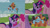 Size: 1280x720 | Tagged: safe, edit, edited screencap, editor:quoterific, screencap, fluttershy, pinkie pie, rainbow dash, twilight sparkle, alicorn, earth pony, pegasus, pony, 2 4 6 greaaat, g4, season 9, buckball, coach rainbow dash, female, floppy ears, flying, mare, offscreen character, spread wings, twilight sparkle (alicorn), wings