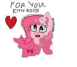 Size: 1988x1737 | Tagged: safe, artist:hunkster, oc, oc only, oc:rosa flame, pony, unicorn, 1000 hours in ms paint, female, flower, flower in hair, heart, mare, simple background, solo, white background