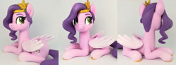 Size: 5184x1920 | Tagged: safe, artist:sparkle257, pipp petals, pegasus, pony, g5, my little pony: a new generation, colored hooves, female, figurine, irl, looking back, lying down, mare, photo, prone, solo, unshorn fetlocks