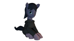 Size: 1920x1080 | Tagged: safe, artist:cicada bluemoon, oc, oc:cicada bluemoon, 3d, clothes, femboy, hoodie, looking at you, male, simple background, sitting, socks, solo, stallion, transparent background