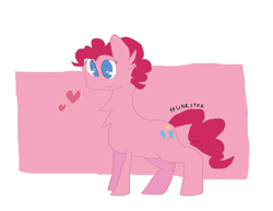 Size: 4437x3423 | Tagged: safe, pinkie pie, earth pony, pony, g4, chest fluff, female, heart, mare, pink background, simple background, solo, white background