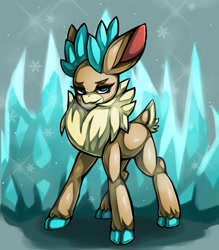 Size: 1543x1764 | Tagged: safe, artist:kyouman1010, velvet (tfh), deer, reindeer, them's fightin' herds, community related, female, full body, ice, looking at you, solo