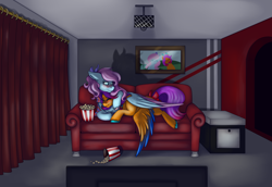 Size: 2900x2000 | Tagged: safe, artist:shamy-crist, oc, oc only, pegasus, pony, couch, female, food, high res, mare, popcorn