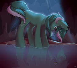 Size: 2410x2137 | Tagged: safe, artist:pledus, lyra heartstrings, pony, unicorn, g4, female, high res, mare, reflection, solo, water