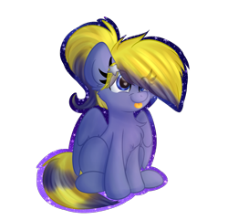 Size: 1815x1750 | Tagged: safe, artist:lbrcloud, oc, oc only, oc:star hunter, pegasus, pony, cute, female, hairpin, mare, ponytail, simple background, sitting, solo, sticker, tongue out, transparent background, wings