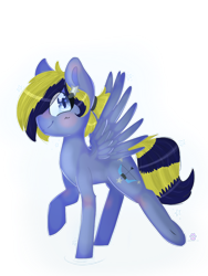 Size: 768x1024 | Tagged: safe, artist:galapixels, oc, oc only, oc:star hunter, pegasus, pony, blue eyes, blushing, female, looking at you, mare, ponytail, simple background, smiling, smiling at you, solo, transparent background, wings
