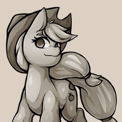 Size: 1543x1543 | Tagged: safe, artist:kyouman1010, applejack, earth pony, pony, g4, applejack's hat, cowboy hat, female, hat, looking at you, mare, simple background, solo