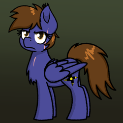 Size: 2000x2000 | Tagged: safe, artist:memeancholy, oc, oc only, oc:dauntless, pegasus, pony, fallout equestria, annoyed, chest fluff, female, green background, high res, mare, scar, simple background, turned head