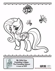 Size: 1275x1650 | Tagged: safe, fluttershy, parasprite, g4, official, simple background, solo, white background