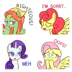 Size: 2000x2000 | Tagged: safe, artist:sazanamibd, fluttershy, rarity, strawberry sunrise, tree hugger, earth pony, pegasus, pony, unicorn, g4, bust, female, high res, mare, meh, oops, simple background, sticker, transparent background