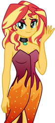 Size: 1024x2284 | Tagged: safe, artist:emeraldblast63, sunset shimmer, equestria girls, g4, bare shoulders, female, fiery shimmer, simple background, sleeveless, solo, strapless, transparent background