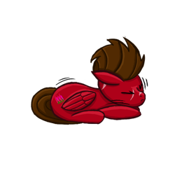 Size: 500x500 | Tagged: safe, artist:redurora, oc, oc only, oc:redurora, pegasus, pony, brown mane, brown tail, eyes closed, female, pegasus oc, scar, scared, shivering, simple background, solo, tail, transparent background