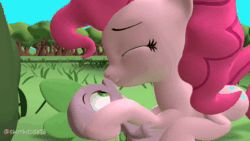 Size: 1920x1080 | Tagged: safe, artist:skunkdude13, pinkie pie, spike, dragon, pony, g4, 3d, animated, eyes closed, female, grin, kissing, male, ship:pinkiespike, shipping, smiling, sound, source filmmaker, straight, webm