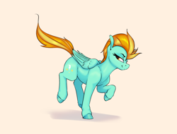 Size: 2766x2103 | Tagged: safe, artist:aquaticvibes, lightning dust, pegasus, pony, g4, female, high res, lidded eyes, mare, simple background, smiling, solo, tan background