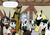 Size: 1280x905 | Tagged: safe, artist:darkhestur, oc, oc:bishop, oc:dark, oc:dusk, oc:dustlight, oc:knight, oc:morro, oc:rook, oc:sigrid, oc:thyra, earth pony, flutter pony, goat, goat pony, horse, pegasus, pony, unicorn, dialogue, house, multiple ocs, timber frames