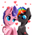 Size: 4000x4300 | Tagged: dead source, safe, artist:rainbowfire, oc, oc only, oc:rainbow fire, pegasus, pony, unicorn, biting, blue eyes, chest fluff, couple, cute, duo, female, heart, holiday, looking at you, love, male, mare, smiling, smiling at you, stallion, valentine's day, valentine's day card