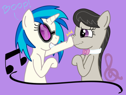 Size: 2048x1536 | Tagged: safe, artist:iwuvda3nd3rmanz, dj pon-3, octavia melody, vinyl scratch, earth pony, pony, unicorn, g4, 2015, boop, duo, female, nose wrinkle, noseboop, violent booping, wavy mouth