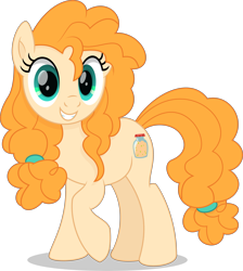 Size: 4105x4587 | Tagged: safe, artist:starcollider, pear butter, earth pony, pony, g4, the perfect pear, .svg available, absurd resolution, colored pupils, female, full body, grin, hooves, mare, movie accurate, shadow, simple background, smiling, solo, standing, svg, tail, transparent background, vector