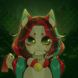 Size: 3000x3000 | Tagged: safe, artist:miioko, oc, oc only, earth pony, pony, bell, bust, cat bell, collar, ear fluff, earth pony oc, eyelashes, female, high res, mare, solo