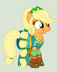Size: 1872x2360 | Tagged: safe, artist:yulianapie26, applejack, earth pony, pony, equestria girls, g4, my little pony equestria girls: legend of everfree, base used, clothes, crystal guardian, dress, equestria girls outfit, eyelashes, female, freckles, mare, simple background, smiling, solo