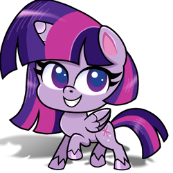 Size: 720x720 | Tagged: safe, artist:sallyso, twilight sparkle, alicorn, pony, g4.5, my little pony: pony life, eyelashes, female, grin, mare, raised hoof, simple background, smiling, twilight sparkle (alicorn), unshorn fetlocks, white background