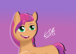 Size: 8185x5787 | Tagged: safe, artist:cobaltskies002, sunny starscout, earth pony, pony, g5, my little pony: a new generation, blushing, cute, daaaaaaaaaaaw, female, looking up, mare, signature, simple background, sunnybetes