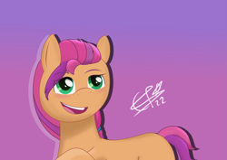 Size: 8185x5787 | Tagged: safe, artist:_cobalttuelatte, sunny starscout, earth pony, pony, g5, my little pony: a new generation, blushing, cute, daaaaaaaaaaaw, female, looking up, mare, signature, simple background, solo, sunnybetes