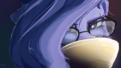 Size: 3840x2160 | Tagged: safe, artist:rainsketch, oc, oc only, oc:vylet, earth pony, pony, cup, glasses, high res, solo