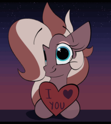 Size: 1784x2000 | Tagged: safe, artist:luxsimx, oc, oc:efflorescence, animated, blinking, female, gradient background, heart, holiday, makeup, mare, solo, valentine's day