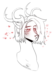 Size: 2004x2732 | Tagged: safe, artist:azaani, oc, deer, hybrid, original species, pony, bust, commission, heart eyes, high res, horn, male, portrait, solo, wingding eyes