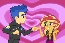 Size: 1095x730 | Tagged: safe, artist:themexicanpunisher, flash sentry, sunset shimmer, equestria girls, g4, female, holiday, male, ship:flashimmer, shipping, straight, valentine's day