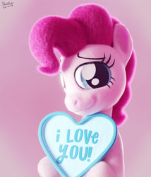 Size: 3000x3500 | Tagged: safe, artist:dashyoshi, pinkie pie, earth pony, pony, g4, 3d, blender, blender cycles, cute, diapinkes, heart, high res, holiday, i love you, looking at you, smiling, smiling at you, solo, valentine's day