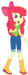 Size: 1800x4679 | Tagged: safe, artist:gmaplay, apple bloom, equestria girls, g4, happily ever after party, my little pony equestria girls: better together, apple bloom's bow, belt, boots, bow, clothes, hair bow, jeans, pants, shoes, simple background, solo, transparent background