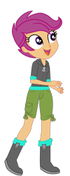 Size: 1896x4729 | Tagged: safe, artist:gmaplay, scootaloo, equestria girls, equestria girls series, g4, happily ever after party, boots, clothes, cute, hoodie, shoes, shorts, simple background, solo, transparent background