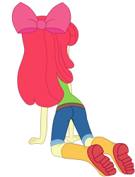 Size: 1800x2352 | Tagged: safe, artist:gmaplay, apple bloom, equestria girls, g4, apple bloom's bow, ass, belt, bloom butt, boots, bow, butt, clothes, hair bow, jeans, pants, rear view, shoes, simple background, solo, transparent background
