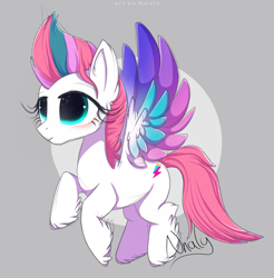 Size: 1280x1302 | Tagged: safe, artist:nnaly, zipp storm, pegasus, pony, g4, g5, my little pony: a new generation, big eyes, female, gray background, mare, simple background, solo, spread wings, starry eyes, wingding eyes, wings