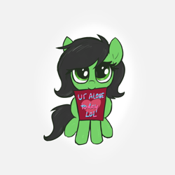 Size: 3000x3000 | Tagged: safe, artist:t72b, oc, oc:filly anon, earth pony, pony, card, female, filly, foal, front view, high res, holiday, looking at you, looking up, looking up at you, mouth hold, simple background, sitting, solo, valentine's day