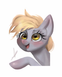 Size: 3010x3743 | Tagged: safe, artist:oriana80, derpy hooves, pegasus, pony, g4, blushing, high res, lineless, simple background, solo, white background