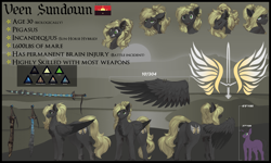 Size: 5000x3000 | Tagged: safe, artist:nsilverdraws, artist:veen, oc, oc only, oc:astral moonsyde, oc:veen sundown, horse, pegasus, pony, unicorn, abstract, abstract background, backstory, backstory in description, bio in description, blackletter, blonde, chest fluff, cute, cutie mark, dork, duo, ear piercing, expressions, female, flag, fluffy, happy, high res, jewelry, laughing, leg fluff, male, mare, mountain, mountain range, name, pegasus oc, piercing, ponytail, reference sheet, scimitar, simple background, size comparison, size difference, smug, solo, spread wings, stallion, standing, startled, sundown clan, sunset, surprised, sword, tail, tail piercing, text, tired, weapon, wing piercing, wings