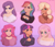 Size: 3500x3000 | Tagged: safe, artist:villjulie, applejack, fluttershy, pinkie pie, rainbow dash, rarity, twilight sparkle, human, g4, bust, dark skin, elf ears, female, gradient background, grin, high res, humanized, mane six, smiling