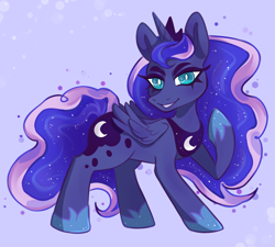 Size: 1280x1152 | Tagged: safe, artist:domorri, princess luna, alicorn, pony, g4, raised hoof, solo, white pupils