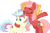 Size: 1840x1230 | Tagged: safe, artist:strassenlaterne, oc, oc only, oc:aromatic appleflower, oc:flowerseed, earth pony, pegasus, pony, unicorn, base used, bipedal, duo, female, hoof around neck, horn, mare, offspring, parent:big macintosh, parent:fluttershy, parent:red delicious, parent:roseluck, parents:fluttermac, parents:rosedelicious, pegasus oc, simple background, smiling, transparent background, unicorn oc