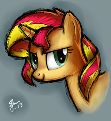 Size: 1100x1200 | Tagged: safe, artist:galaxyart, sunset shimmer, pony, unicorn, fighting is magic, g4, bust, female, portrait, solo