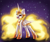 Size: 2683x2236 | Tagged: safe, artist:maneblue, daybreaker, alicorn, pony, a royal problem, g4, ear fluff, female, high res, hoof shoes, mane of fire, mare, night, open mouth, peytral, smiling, solo, stars