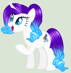 Size: 1632x1676 | Tagged: safe, artist:yulianapie26, octavia melody, rarity, oc, oc only, pony, unicorn, g4, base used, eyelashes, female, full body, fusion, fusion:octavia melody, fusion:rarity, gradient mane, gradient tail, hooves, horn, looking up, mare, open mouth, open smile, raised hoof, simple background, smiling, solo, standing, tail, unicorn oc
