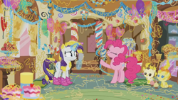 Size: 1920x1080 | Tagged: safe, artist:rarityvrymercollectiveoriginals, edit, edited screencap, screencap, pinkie pie, pound cake, pumpkin cake, rarity, g4, it isn't the mane thing about you, boots, glitter boots, shoes