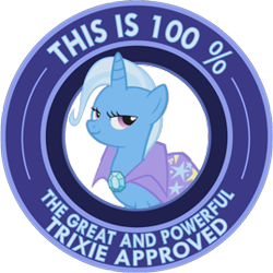 Size: 269x269 | Tagged: safe, artist:ambris, trixie, pony, unicorn, g4, approval, approved, cape, clothes, female, horn, lidded eyes, mare, seal of approval, simple background, smiling, solo, transparent background, trixie's cape