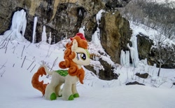 Size: 2048x1263 | Tagged: safe, photographer:pakapaka1993, autumn blaze, kirin, pony, g4, ice, icicle, irl, japan, photo, plushie, snow, solo, winter